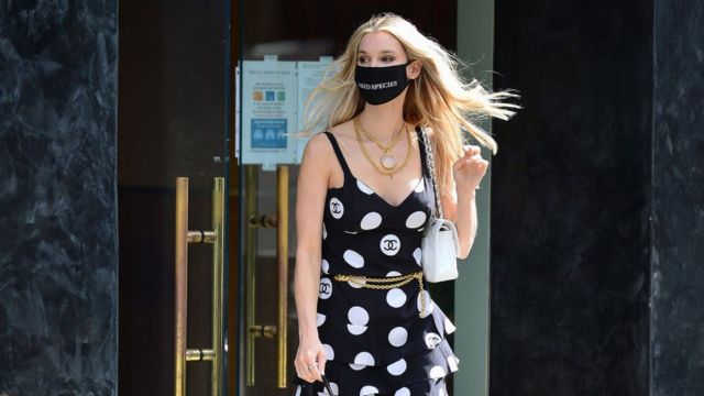 Joy Corrigan wearing a mask while shopping in Los Angeles in April of this year