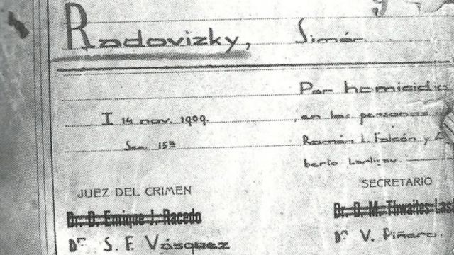 Ficha del prontuario 13.651 Simón Radowitzky, Sección Orden Social de la Policía de Buenos Aires