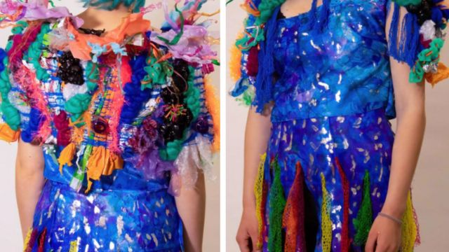 Miss England entrant creates dress from plastic bottles - BBC News