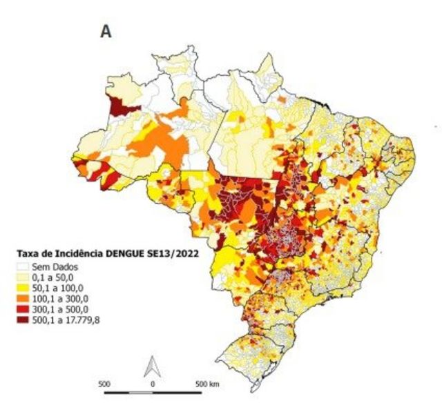 Mapa de incidência de dengue no Brasil
