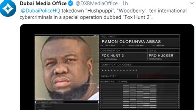 Hushpuppi arrest video wey Dubai reveal show how police arrest Ramoni Igbalode AKA Hushpuppi inside 'Fox Hunt 2' video