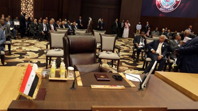 مقعد سوريا الخالي خلال القمة العربية التي عقدت في الأرن عام 2017