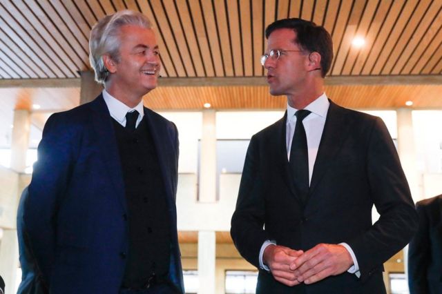 Geert Wilders (solda) ve Mark Rutte (sağda)