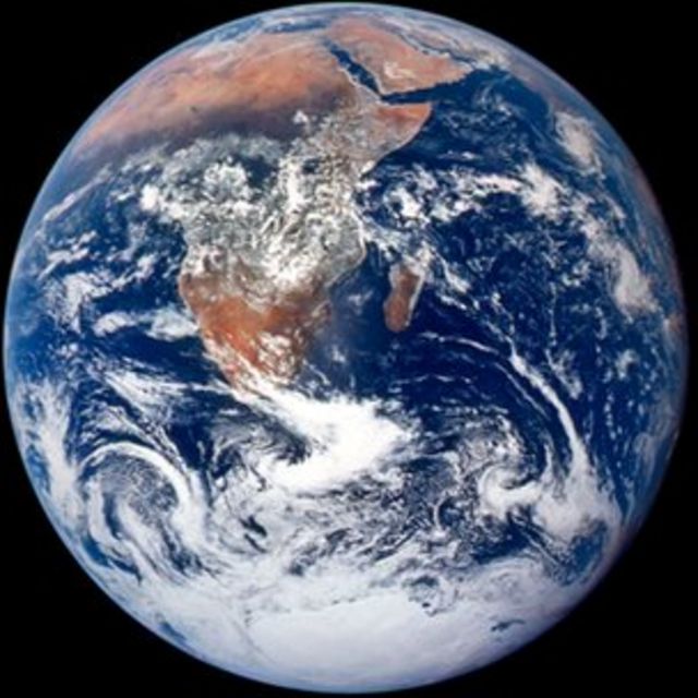 Classic "Blue Marble" photograph of the Earth taken on 7 December 1972
