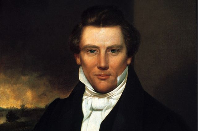 O fundador da igreja dos mórmons, Joseph Smith, em pintura de 1842