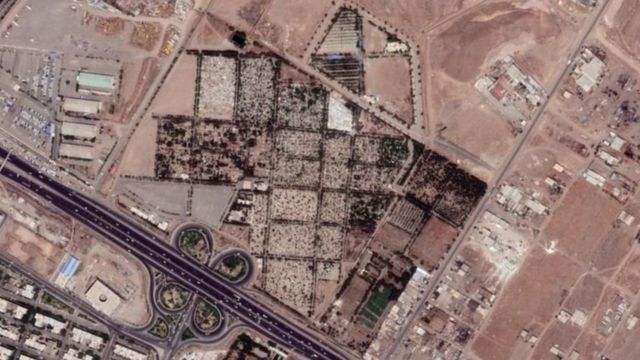 تصویر ماهواره‌ای قبرستان خاوران تهران