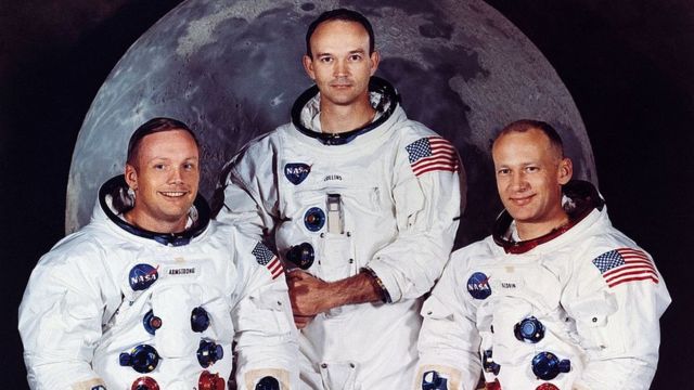 Neil Armstrong, Michael Collins e Edwin Aldrin Jr. em 1969