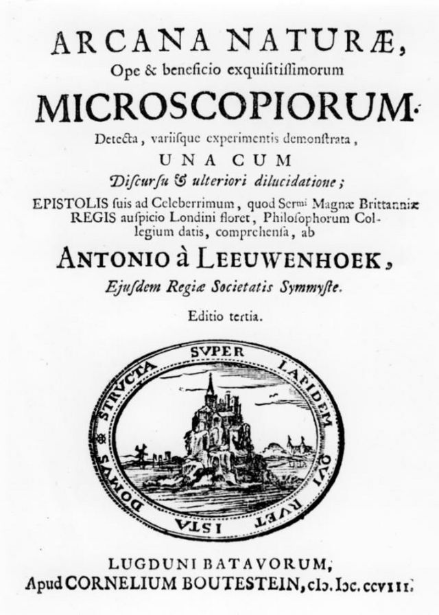 Un folleto con el nombre de Anton van Leeuwenhoek
