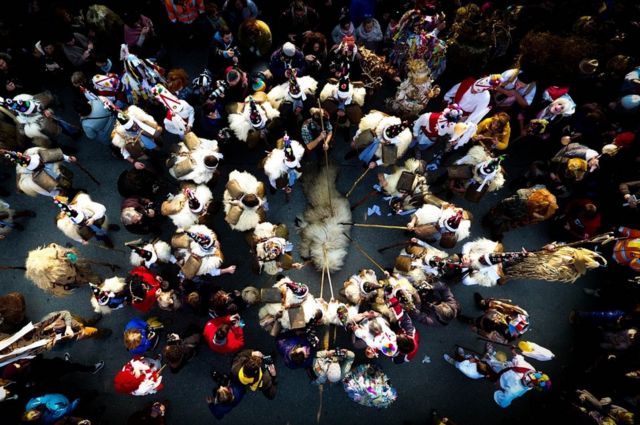 La Vijanera, a winter masquerade that takes place in the town of Silio, in Cantabria, Spain.