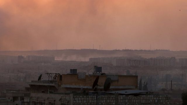 дорожная развязка Кастилло в провинции Алеппо после авиаударов (июнь 2016)