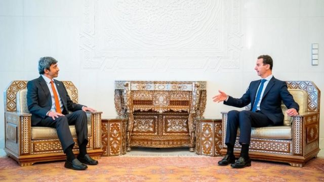 الرئيس السوري بشار الأسد يلتقي وزير الخارجية الإماراتي عبد الله بن زايد آل نهيان