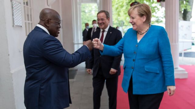 Präsident von Ghana.  Aguio Ado und Bundeskanzlerin Angela Merkel.