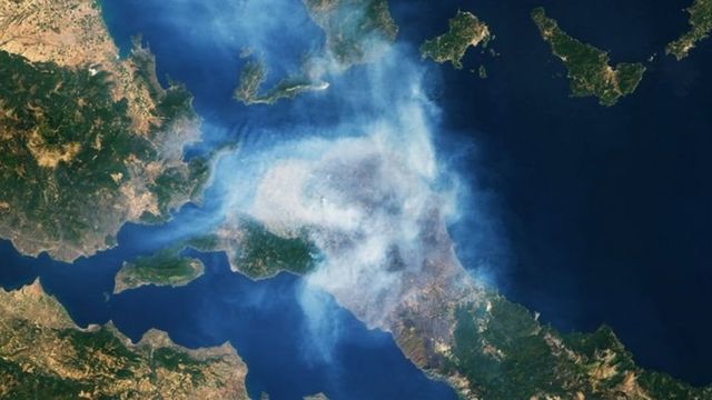 கிரீஸில் காட்டுத் தீ ஏற்பட்ட எவியா தீவு