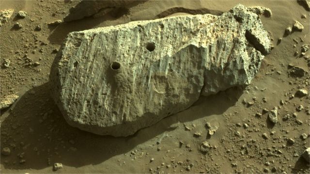 The sample was collected twice by making a hole in the rosette rock
