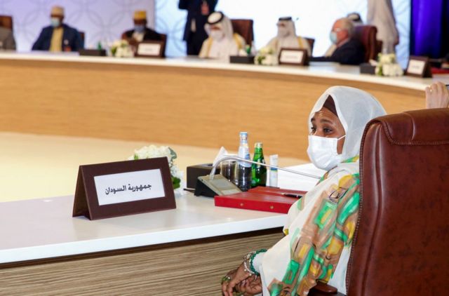 شاركت وزيرة الخارجية السودانية مريم الصادق المهدي في اجتماع تشاوري مع نظرائها العرب في العاصمة القطرية الدوحة ، 15 يونيو/حزيران 2021.