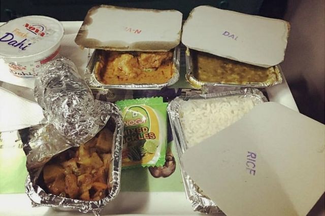 Food served on an Indian train