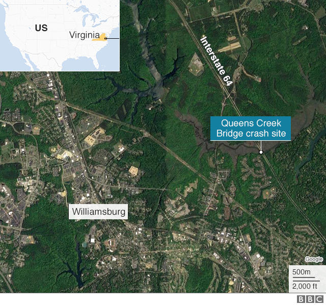 Map of crash site near Williamsburg