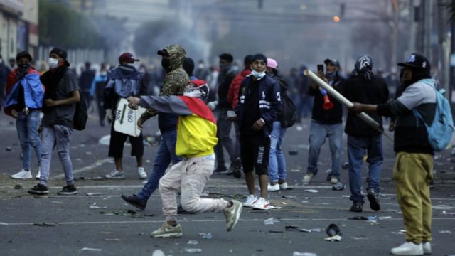 Manifestantes en Ecuador