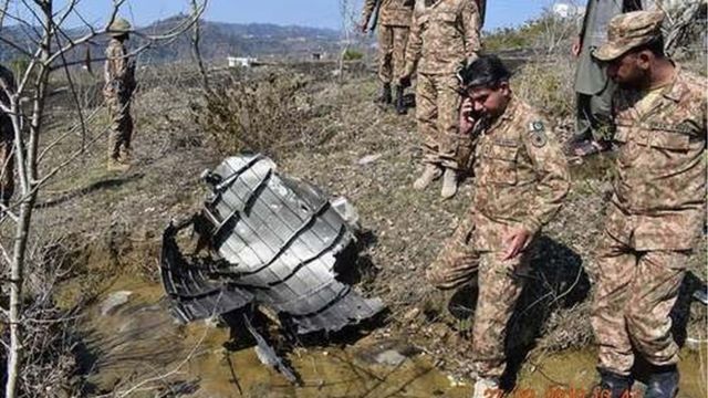 A picture published by Pakistan of the wreckage of the downed plane.