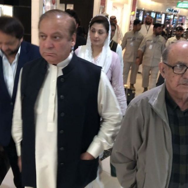 نواز شریف کی وطن واپسی تصاویر میں