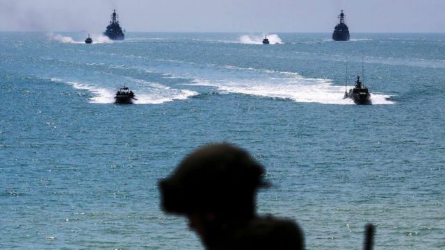 Navios de guerra russos vistos no Mar Negro em 2021