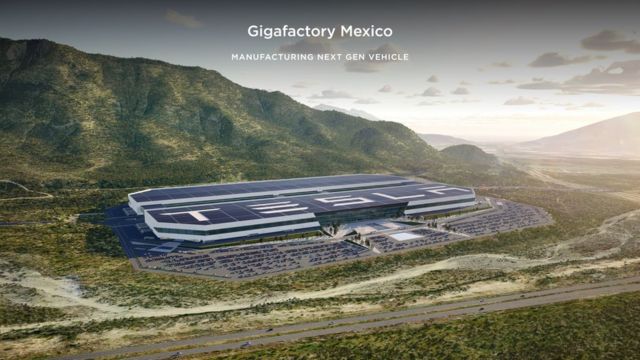 Un modelo de la nueva Gigafactory de Tesla en Santa Catarina.