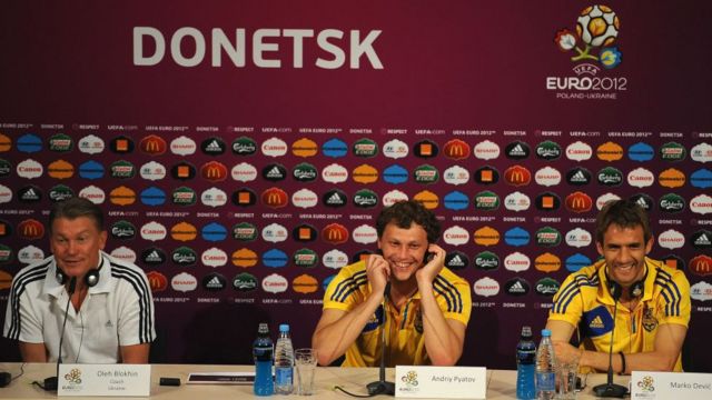 Una conferencia de prensa de la Euro 2012 en Donetsk