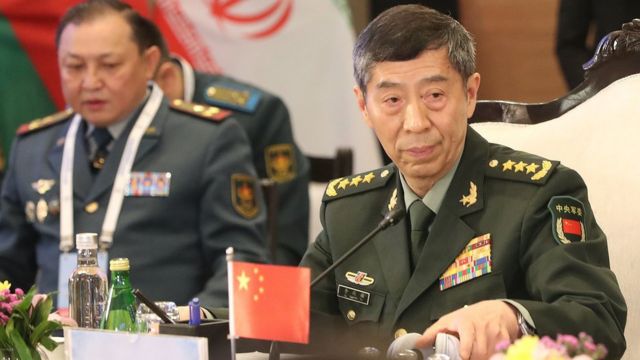 中国国防部长李尚福今年3月履新，这是他4月出席在印度举办的上海合作组织防长会议。(photo:BBC)