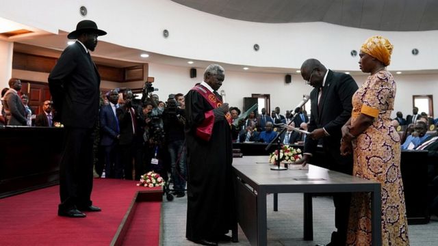 Reek Machaar bakka Pirezidaanti Salvaa kiir fi Abbaan Alangaa Reech Madut jiranitti kakuu seenan