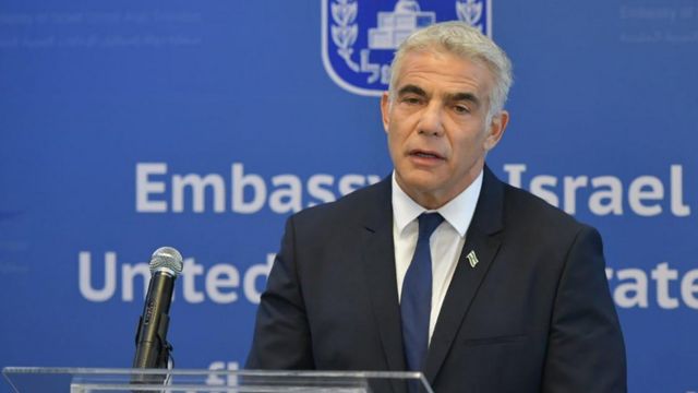 Image shows Israeli Foreign Minister Lapid