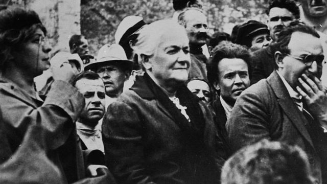 RUSSIA - CIRCA 1900: Clara Zetkin (1857-1933), German politician, for Moscow during one military parade.