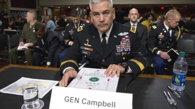 Gen John Campbell in Washington prior to testifying before the Senate Armed Services Committee (06 October 2015)