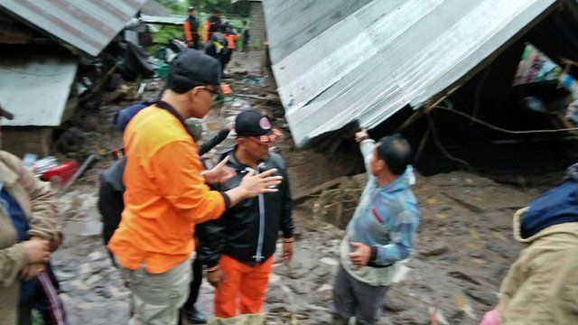 Picture of aftermath of landslide at Songan village on Bali