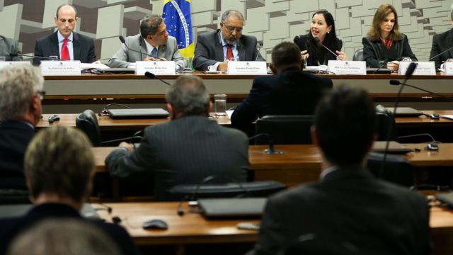 Audiência pública na Comissão Parlamentar de Inquérito (CPI) da Previdência no Senado, em maio