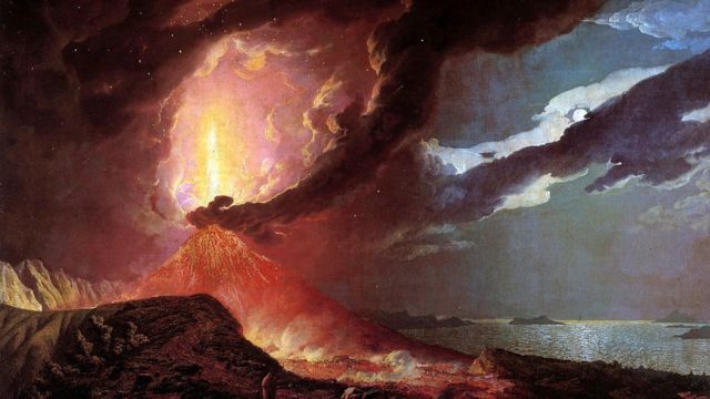 Joseph Wright'ın Vesuvius Yanardağı patlaması resmi