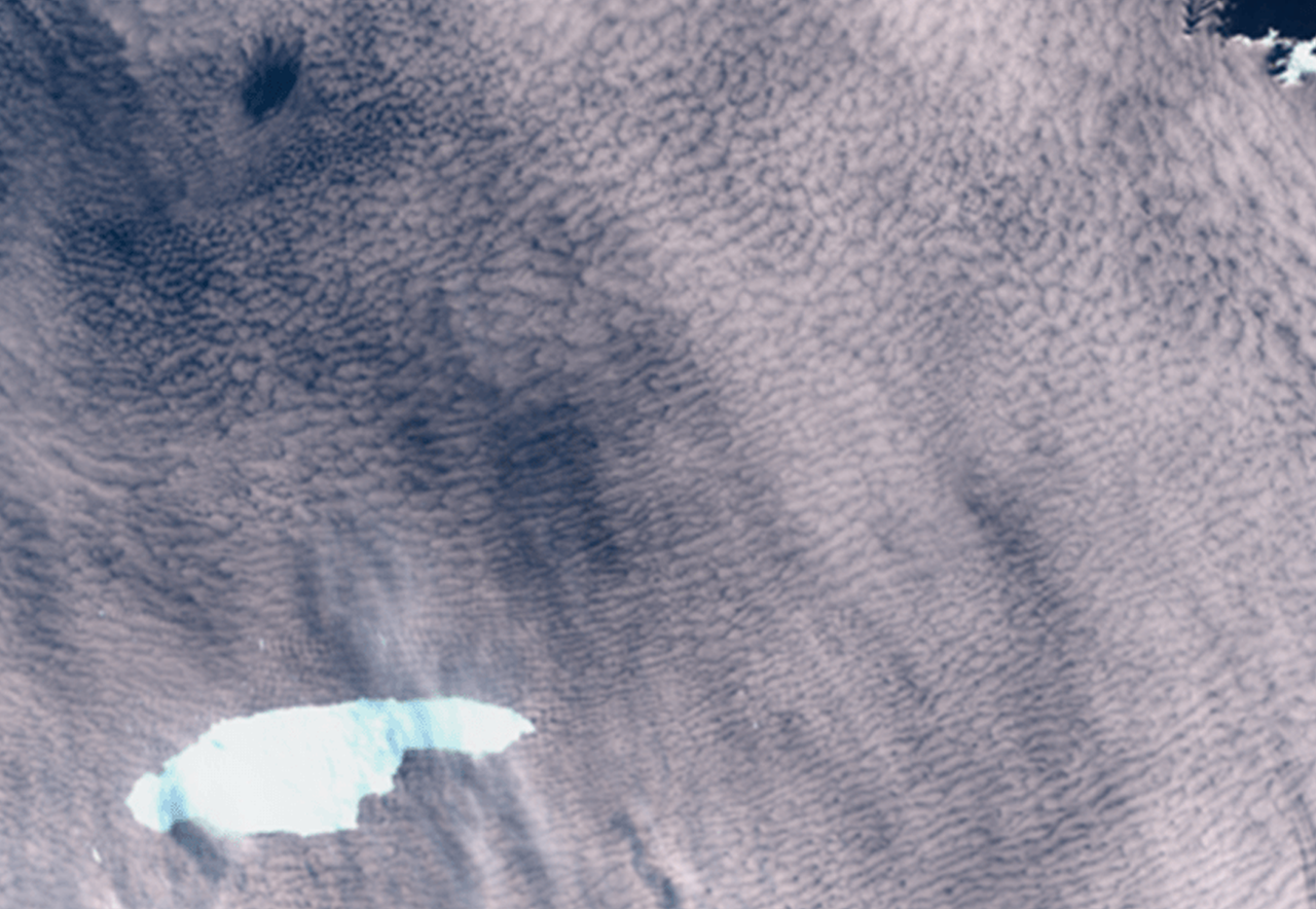 Imagem de satélite mostra o iceberg chegando à ilha de Geórgia do Sul