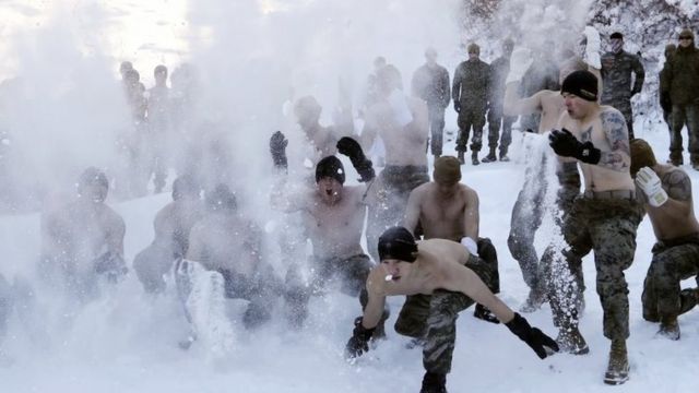 South Korean and US soldiers in military exercises in Pyeongchang (Jan 2017)