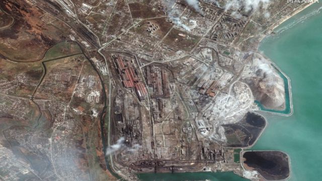 Satellite image shows Azovstal steelworks - 12 April