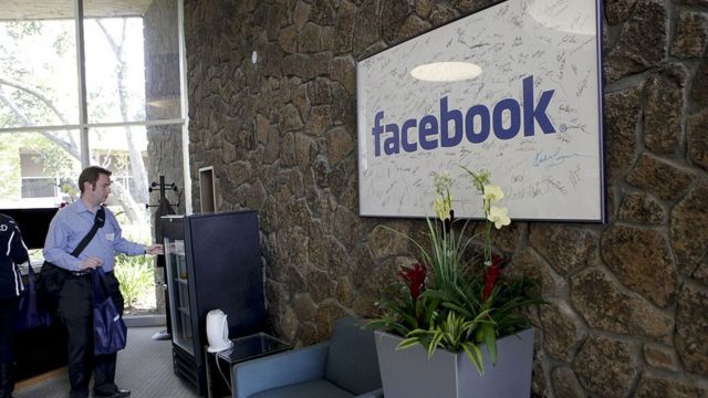 Recepción de la sede de Facebook en Palo Alto, California.