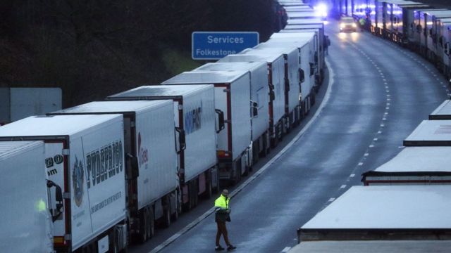 Lorries queuing to get into Dover