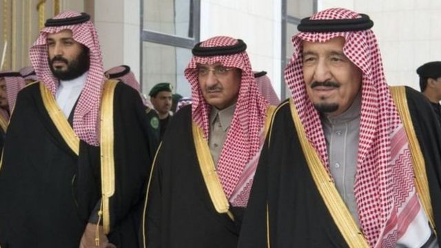 محمد بن سلمان ومحمد بن نايف والملك سلمان