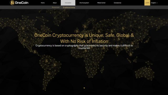 El sitio web de OneCoin.
