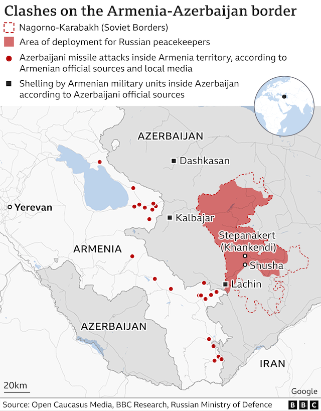 Armenia cites 'clear risk' clashes could escalate into war, as Azerbaijan  takes 'control' of more territory - ABC News