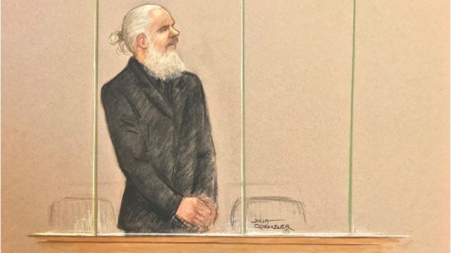 Sketch of Julia Assange at Westminster Magistrates' Court on 11 April 2019