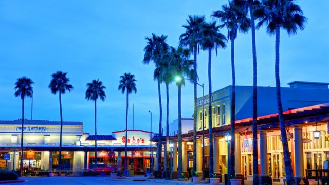 Downtown Chandler, Arizona with its shops and restaurants