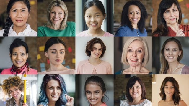 Collage de visages de femmes
