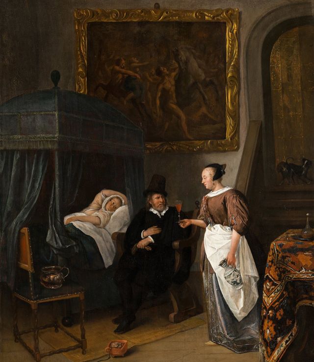 Obra "A visita do médico", de Jan Steen (1668-1670)