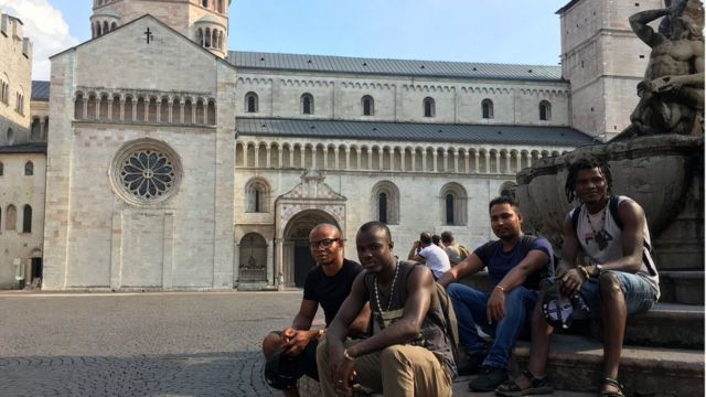 Four asylum seekers in Trento, northern Italy