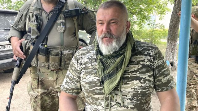 Yuri Bereza, commander of a volunteer unit defending Slovyansk, eastern Ukraine