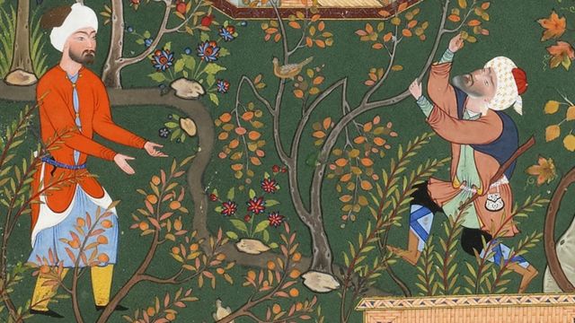من مخطوطة "العروش السبع" للشاعر الصوفي الجامي (تفصيل - القرن السادس عشر - غاليري فريير للفنون في واشنطن)